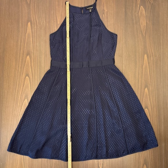 Banana Republic Navy Halter Top Fit & Flare Dress Size 6P Polka Dot Texture Midi - Picture 12 of 13